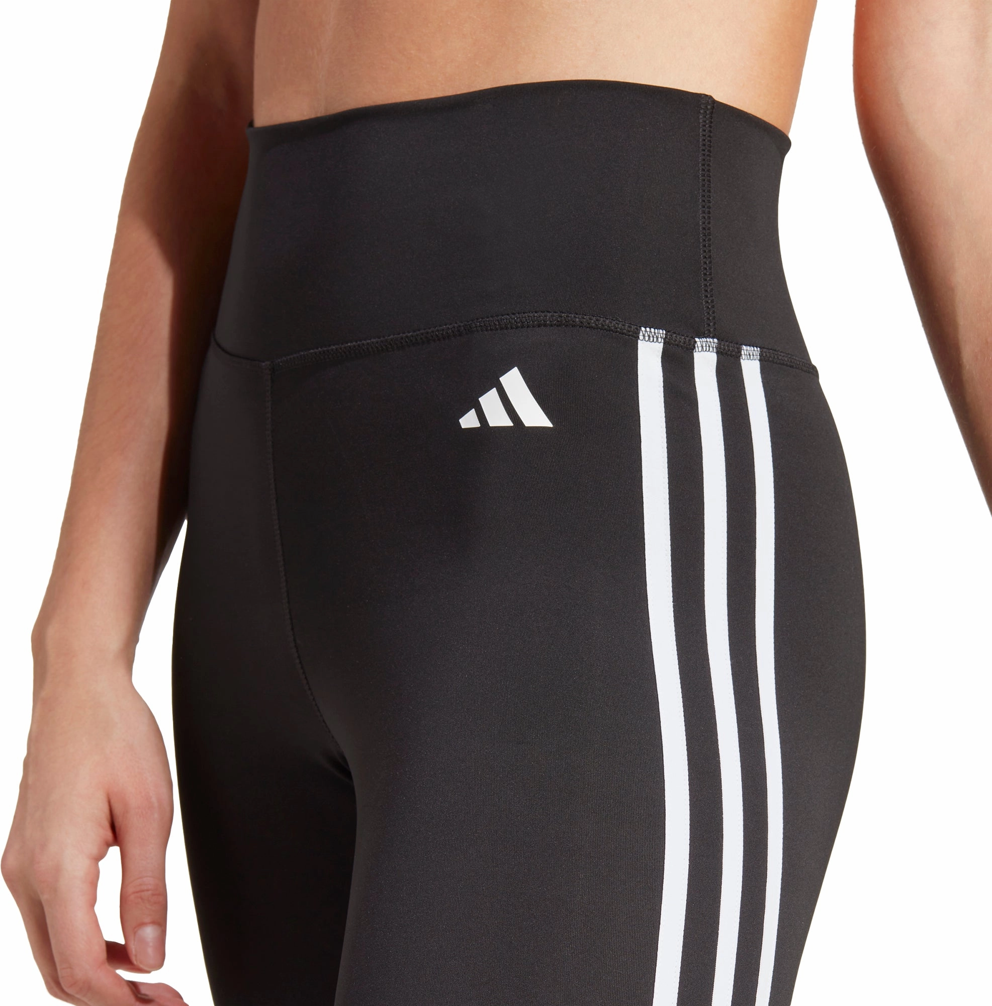 adidas Train Essentials 3 Stripes Womens 7/8 Training Tights - Black Compression Support Mountain Hike Evening Walk Maternity Wear