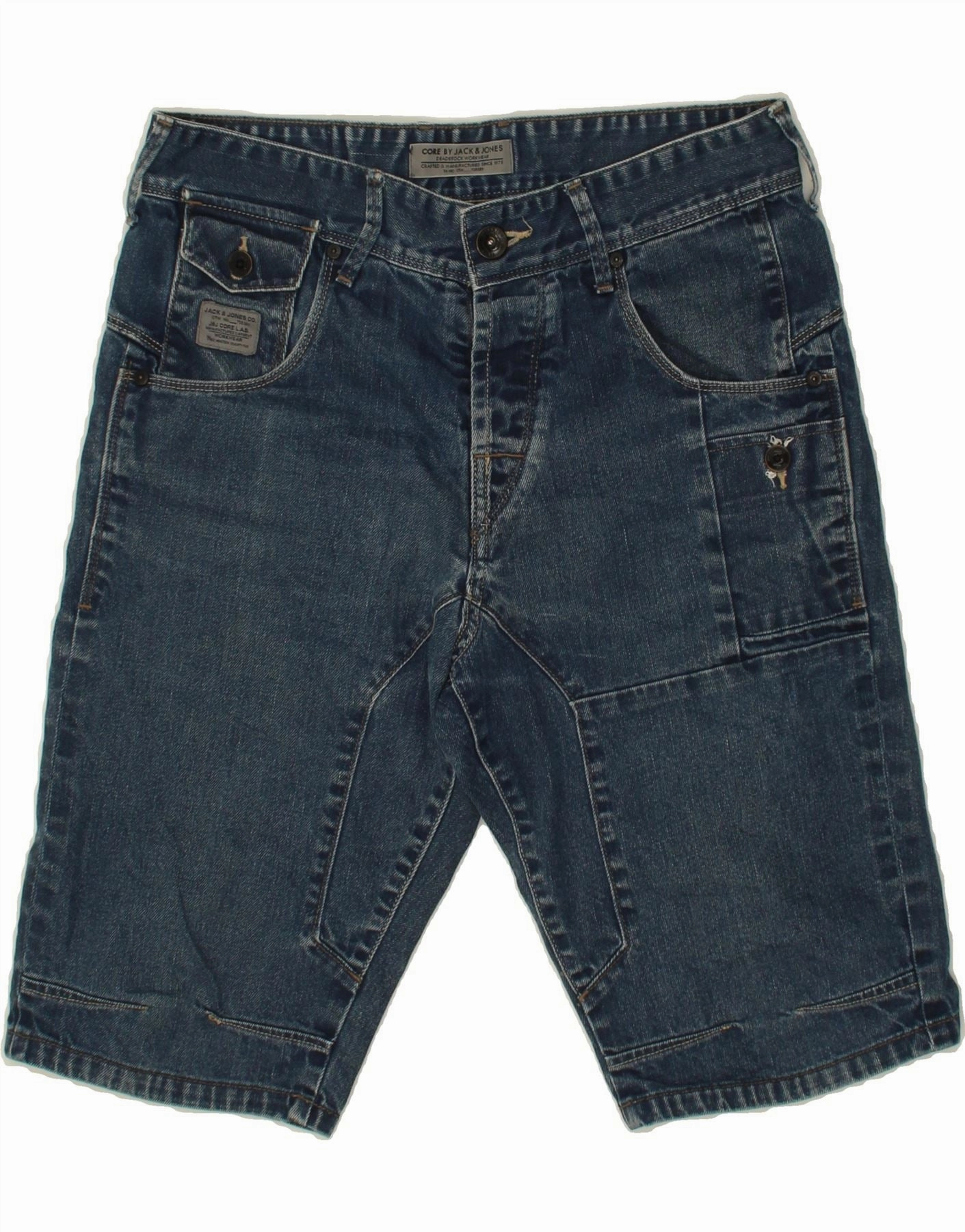 Elastic waist JACK & JONES Mens Denim Shorts Medium W32  Blue Cotton