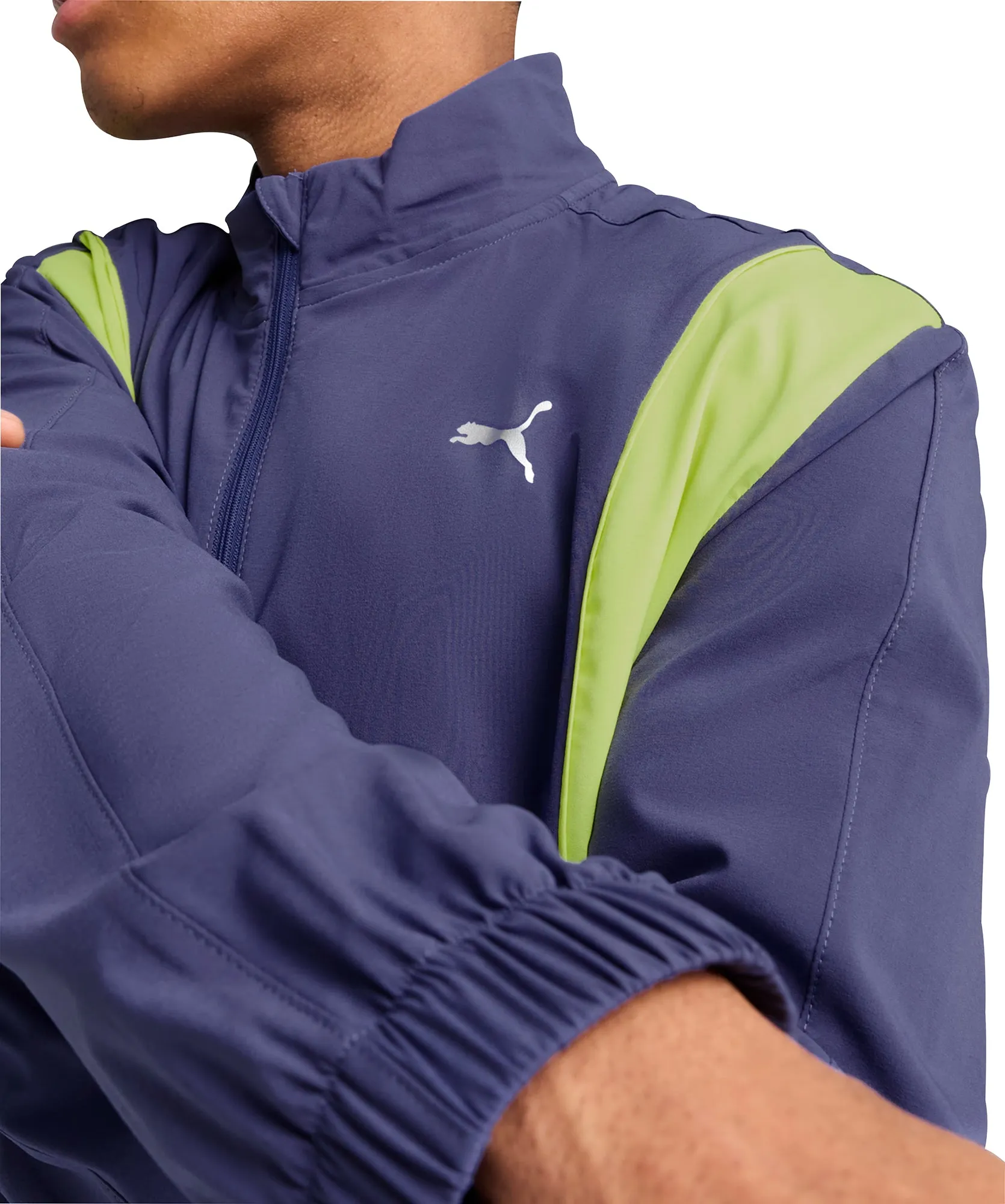 Influence Smooth Zipper Action Puma Velocity Woven Mens Running Jacket - Blue