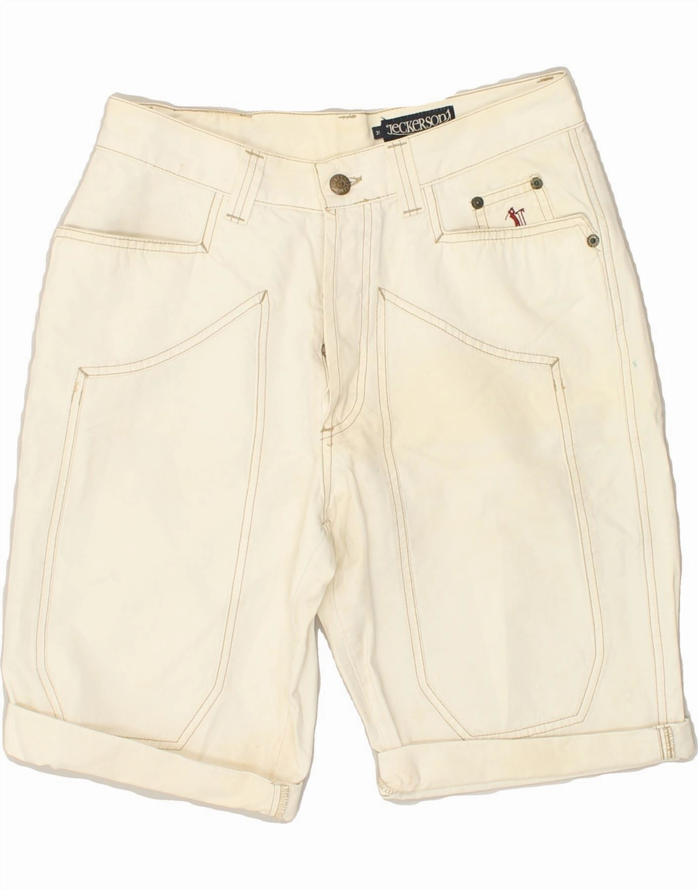 JECKERSON Mens Denim Shorts W31 Medium White Slim Fit Wear
