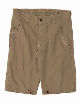 Layered Cuff Design Comfy Layer OFFICINA Mens Casual Shorts W36 Large  Beige Cotton
