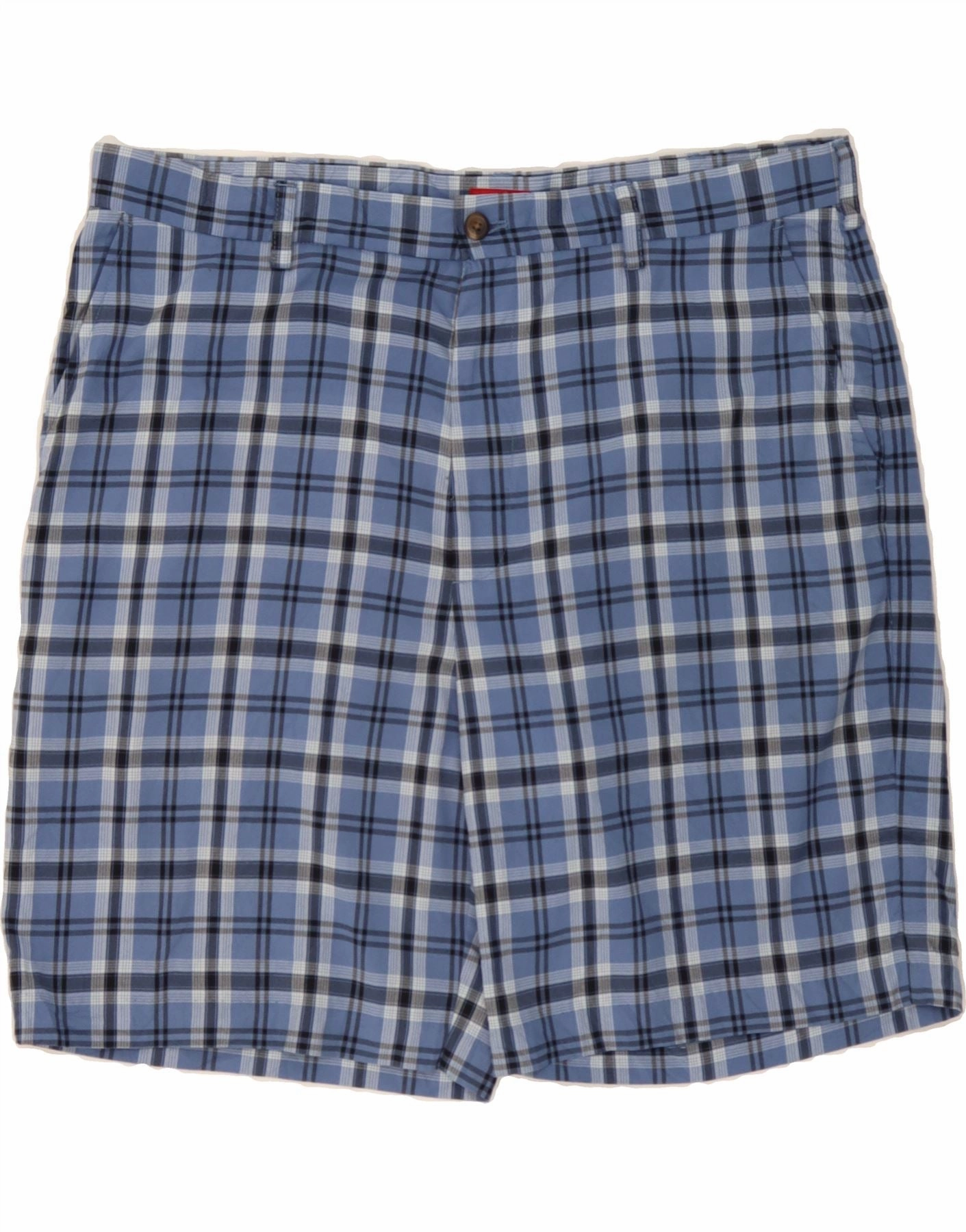 IZOD Mens Chino Shorts W40 XL Blue Check Polyester Fit Flex yoga clothes