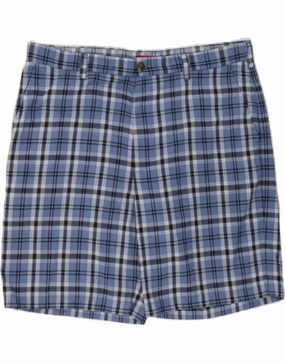 IZOD Mens Chino Shorts W40 XL Blue Check Polyester Fit Flex yoga clothes