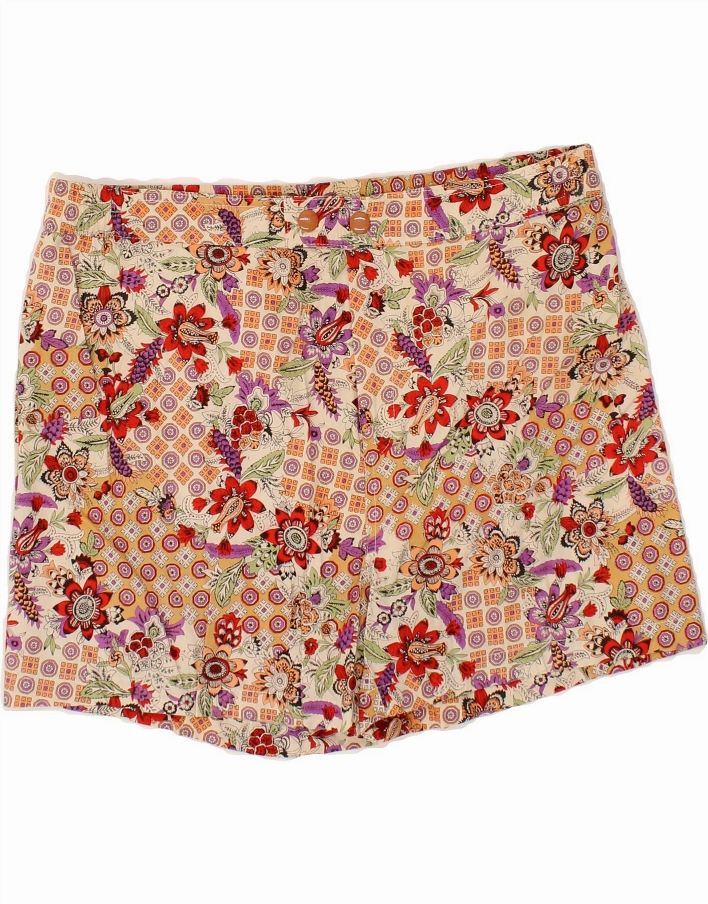 Breathable fabric SAMAS Mens Casual Shorts IT 48 Medium W32  Multicoloured Floral Cotton