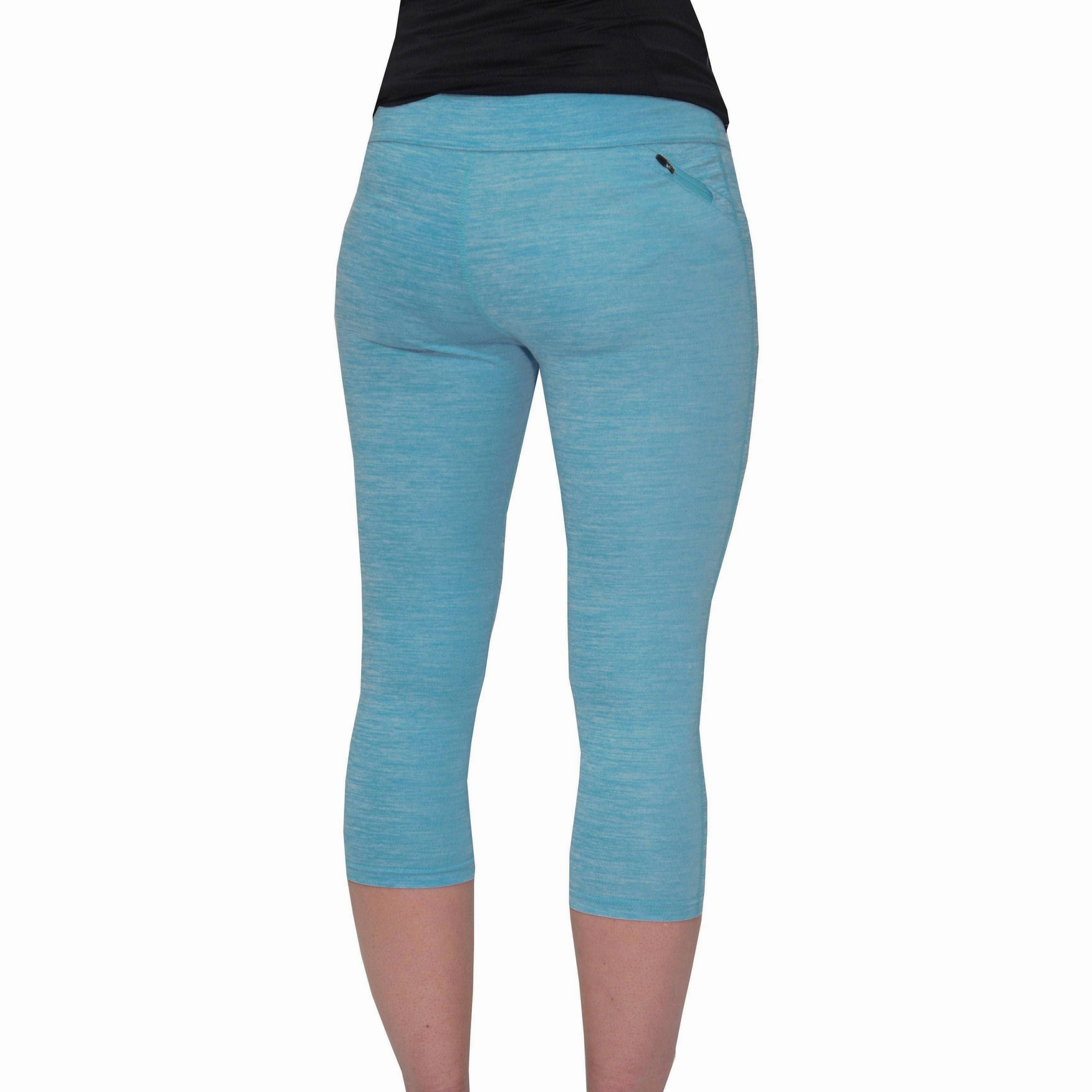 Comfortable and Sleek More Mile Heather Womens 3/4 Capri Running Tights - Blue