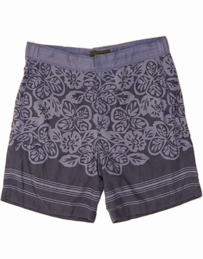 TIMBERLAND Mens Cargo Shorts Large W36  Blue Floral Cotton Stretchable Fit