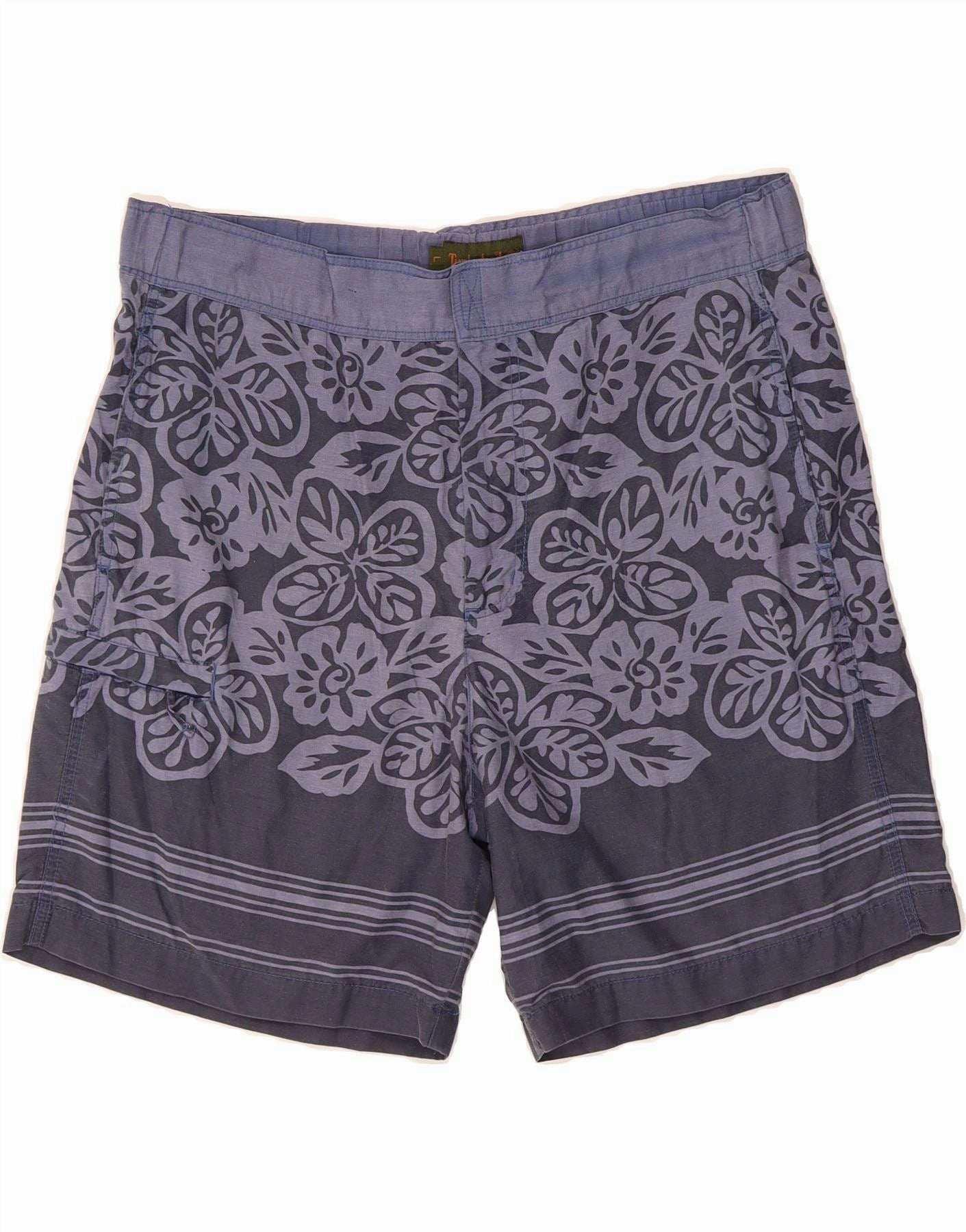 TIMBERLAND Mens Cargo Shorts Large W36  Blue Floral Cotton Stretchable Fit