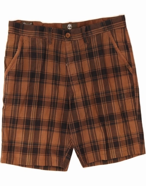TIMBERLAND Mens Coupe Standard Chino Shorts W34 Large Brown Check Mother's Day gift Double Layered Construction