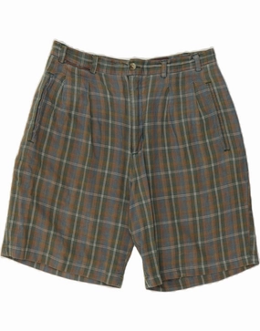 TIMBERLAND Mens Weathergear Chino Shorts W31 Medium Green Check Cotton Flex Motion