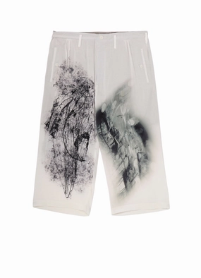 GATHER DETAIL PRINT PANTS Recycled Polyester Blend No Gap Waist Construction