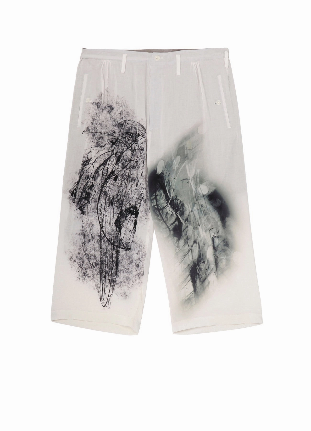 GATHER DETAIL PRINT PANTS Recycled Polyester Blend No Gap Waist Construction