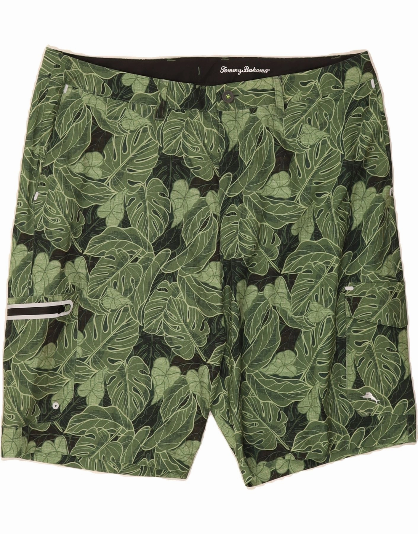 Sporty Look Lace trim TOMMY BAHAMA Mens Cargo Shorts W38 XL  Green Floral Polyester