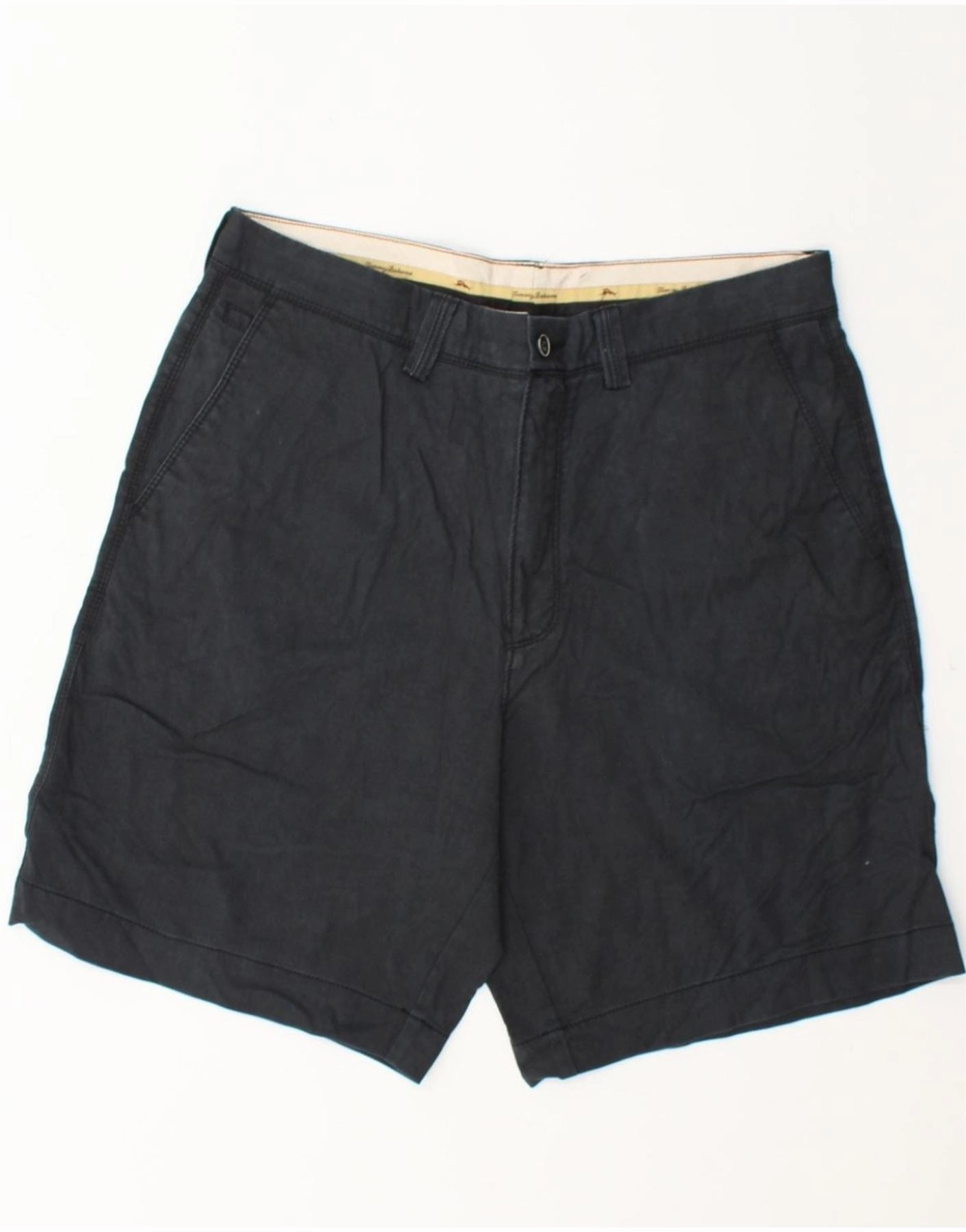 Mood Piece Fitted Design TOMMY BAHAMA Mens Chino Shorts W34 Large Navy Blue Cotton