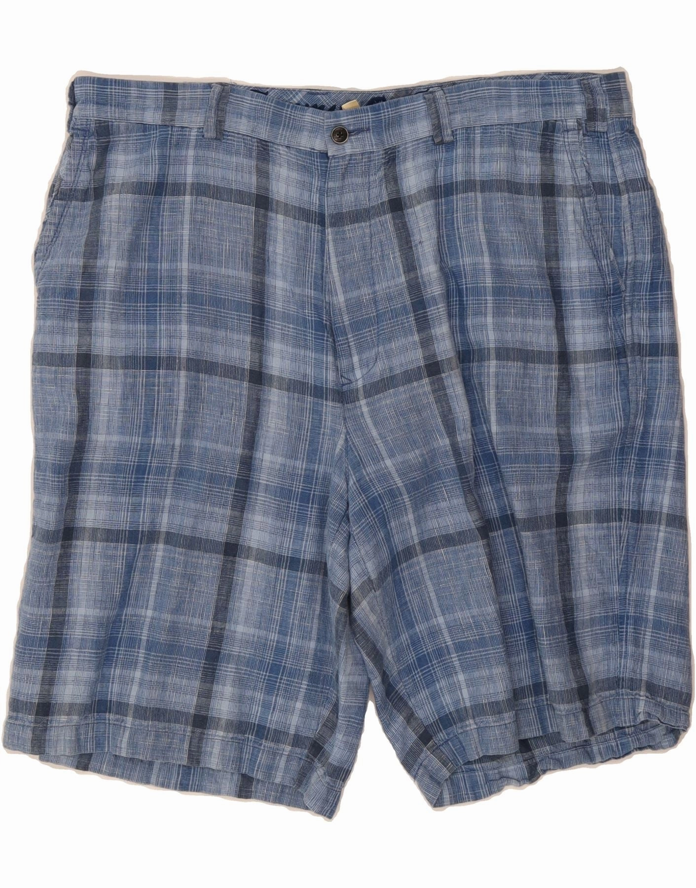 equestrian wear club wear TOMMY BAHAMA Mens Chino Shorts W38 XL Blue Check Linen