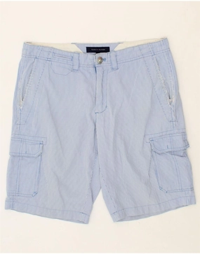 Stretch Fit Flexible Mobility TOMMY HILFIGER Mens Cargo Shorts W30 Medium Blue Pinstripe Cotton