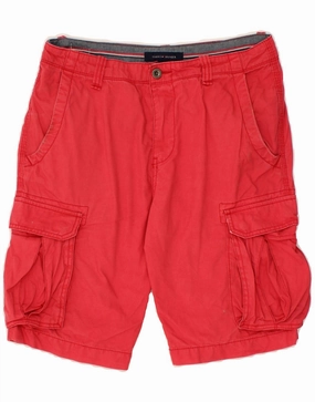 slim cut TOMMY HILFIGER Mens Cargo Shorts W30 Medium Red Cotton