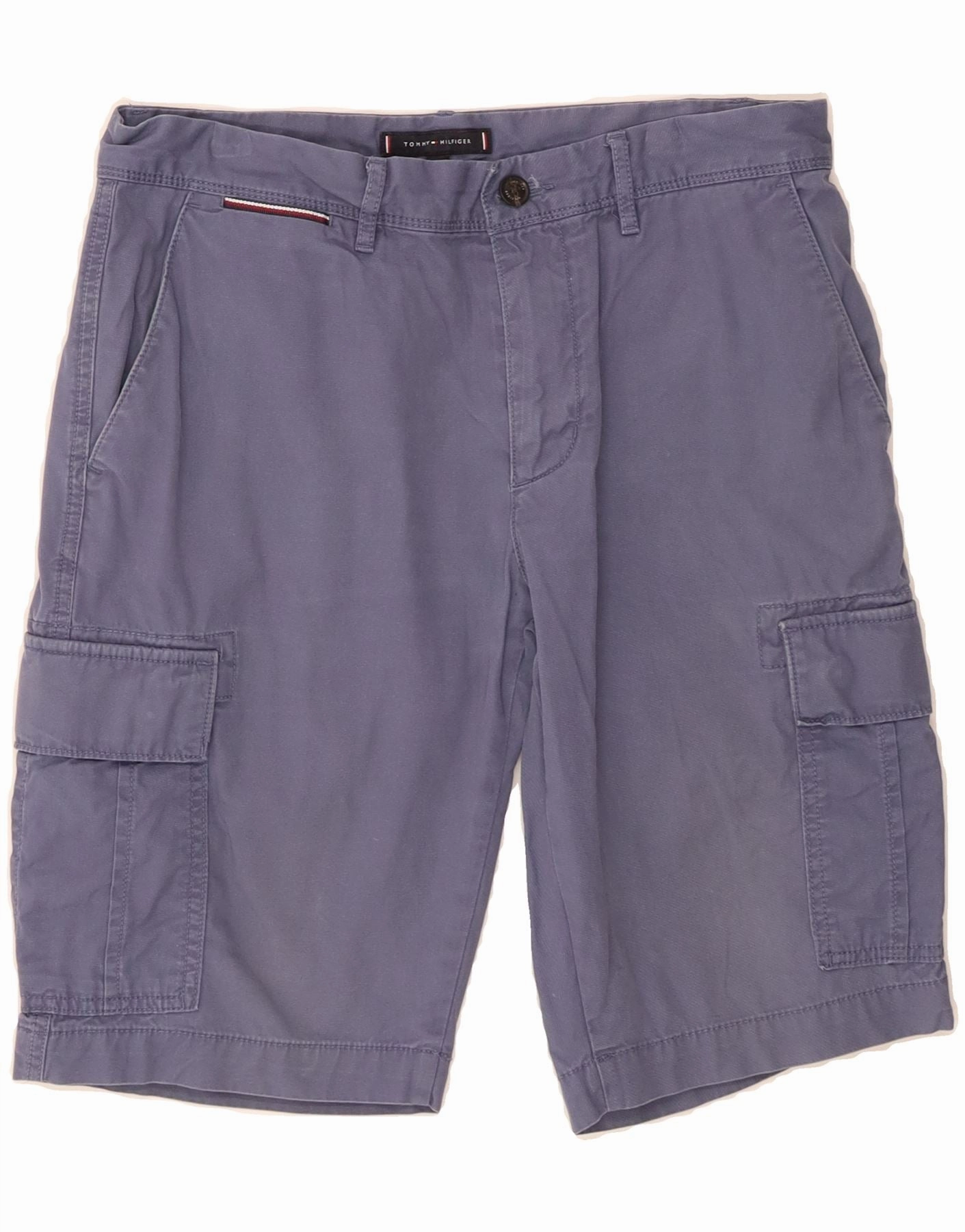 Static Free Finish TOMMY HILFIGER Mens Cargo Shorts W31 Medium Blue Cotton