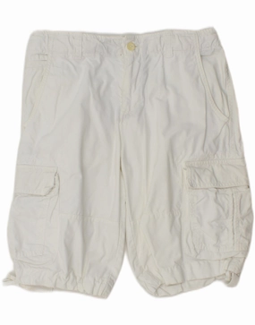 Zipper pockets TOMMY HILFIGER Mens Cargo Shorts W31 Medium White Cotton