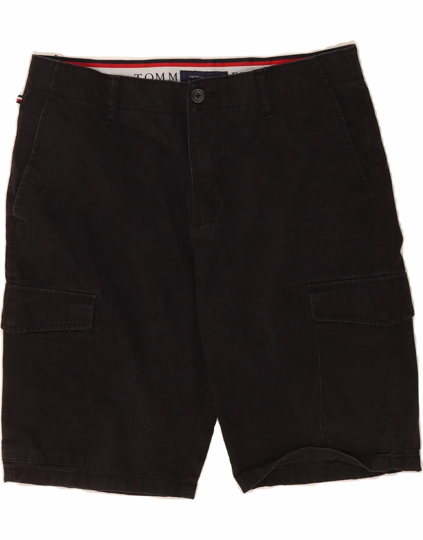 Basic Stretch TOMMY HILFIGER Mens Cargo Shorts W32 Medium Black Cotton