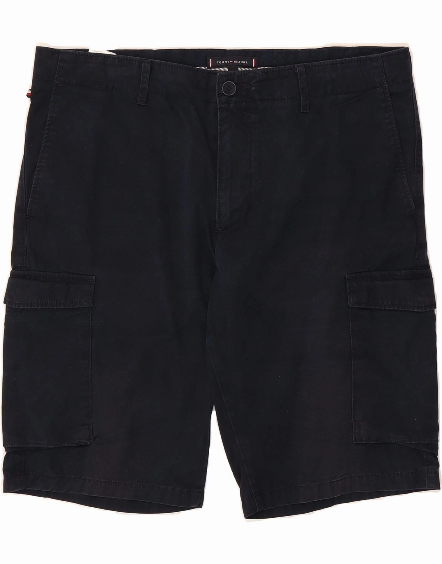 Vintage Look TOMMY HILFIGER Mens Cargo Shorts W34 Large  Navy Blue Cotton