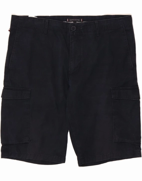 Vintage Look TOMMY HILFIGER Mens Cargo Shorts W34 Large  Navy Blue Cotton
