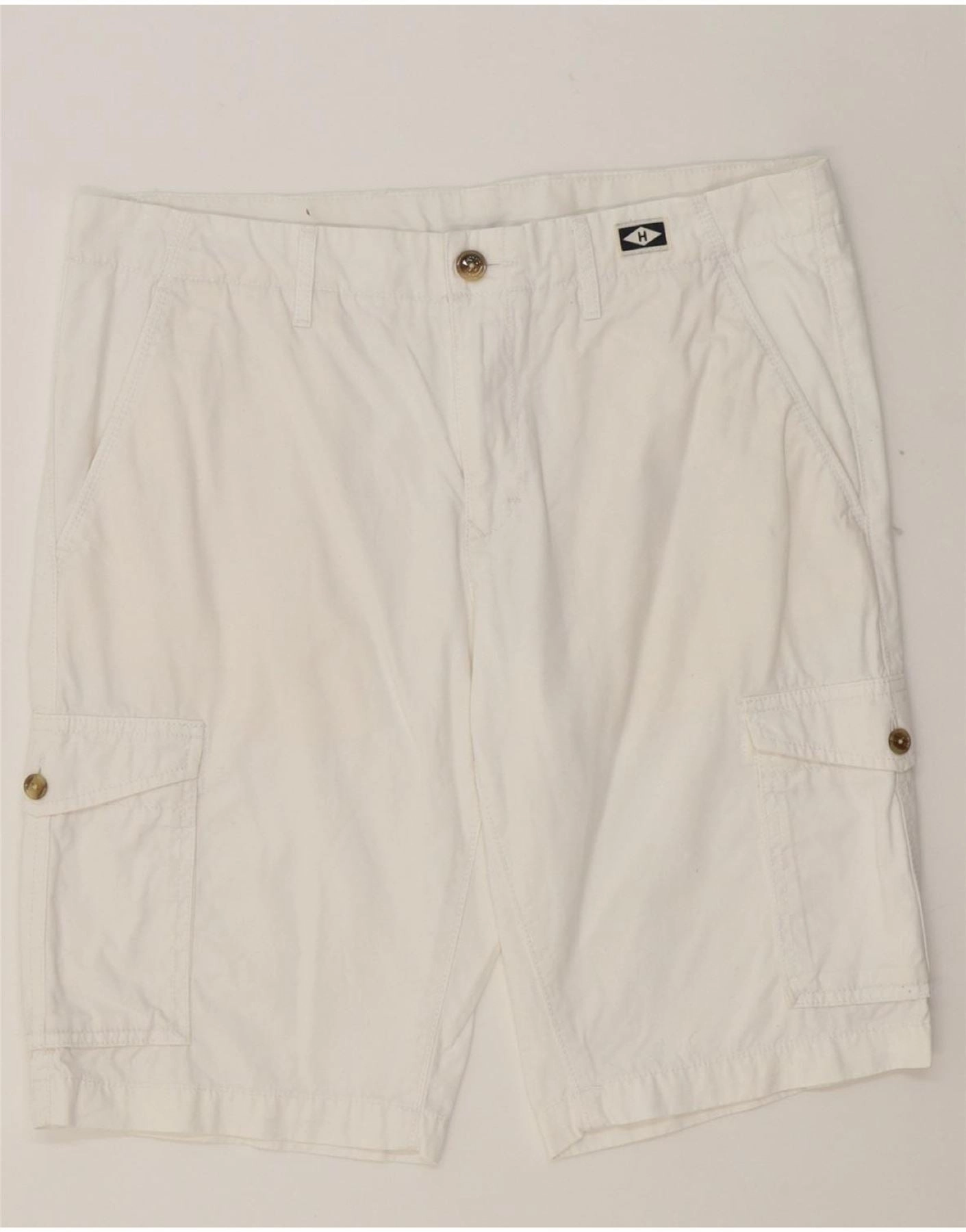 Light Design Easy Breezy TOMMY HILFIGER Mens Cargo Shorts W34 Large White Cotton