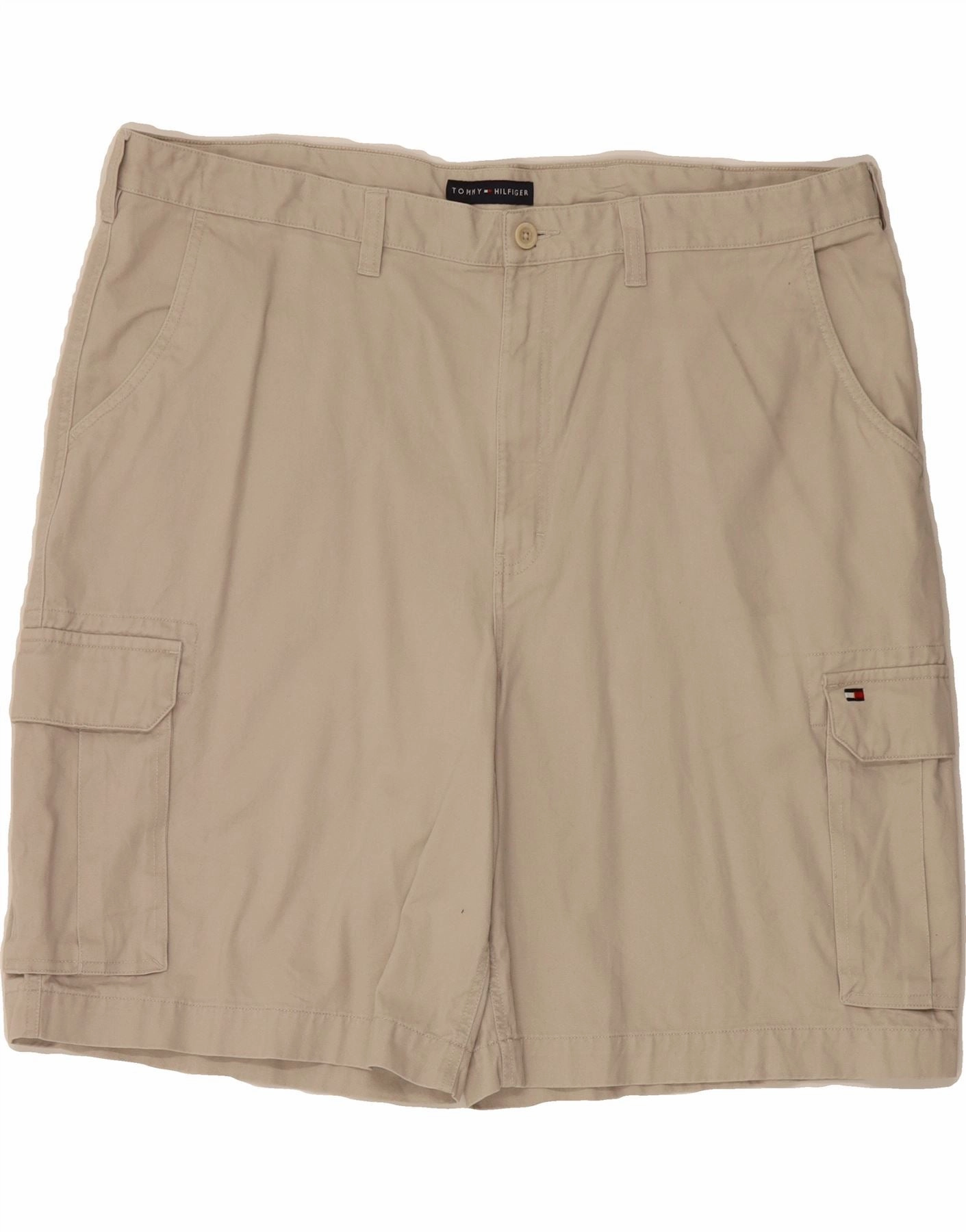 Ventilated Mesh Panels TOMMY HILFIGER Mens Cargo Shorts W44 2XL Beige Cotton
