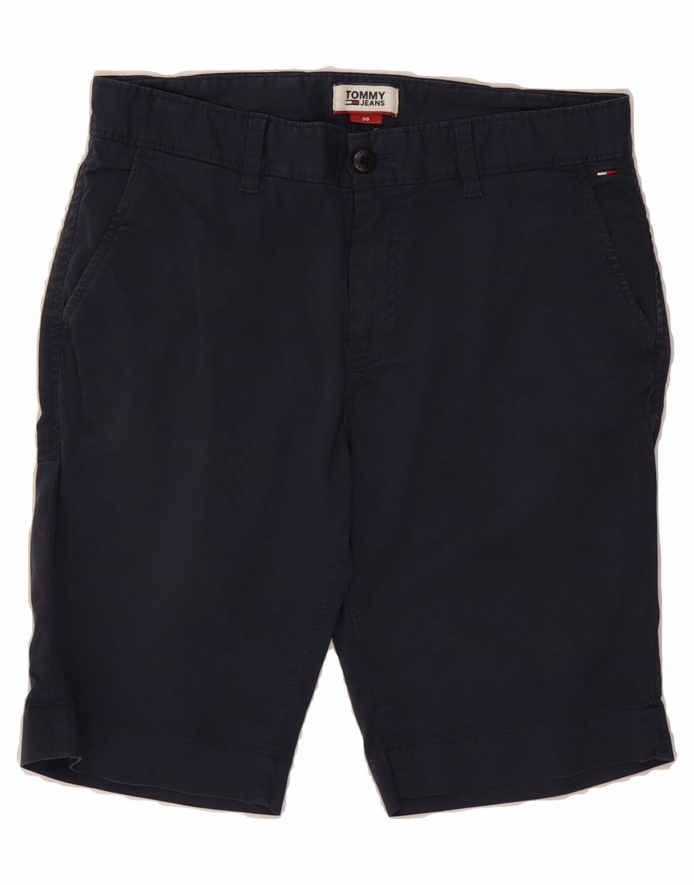 TOMMY HILFIGER Mens Chino Shorts W30 Medium Navy Blue tumble dry button fly