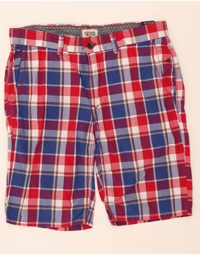 Sustainable Manufacturing Casual Outfit TOMMY HILFIGER Mens Chino Shorts W34 Large  Blue Check Cotton