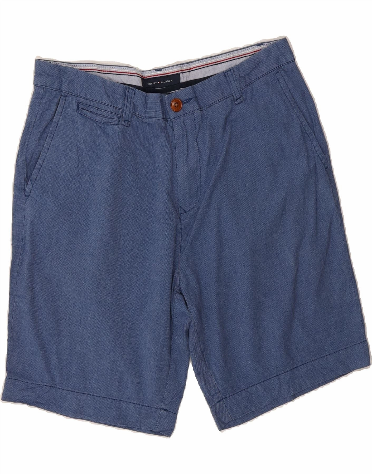TOMMY HILFIGER Mens Chino Shorts W34 Large Blue Cotton Sport Layer Motion Support