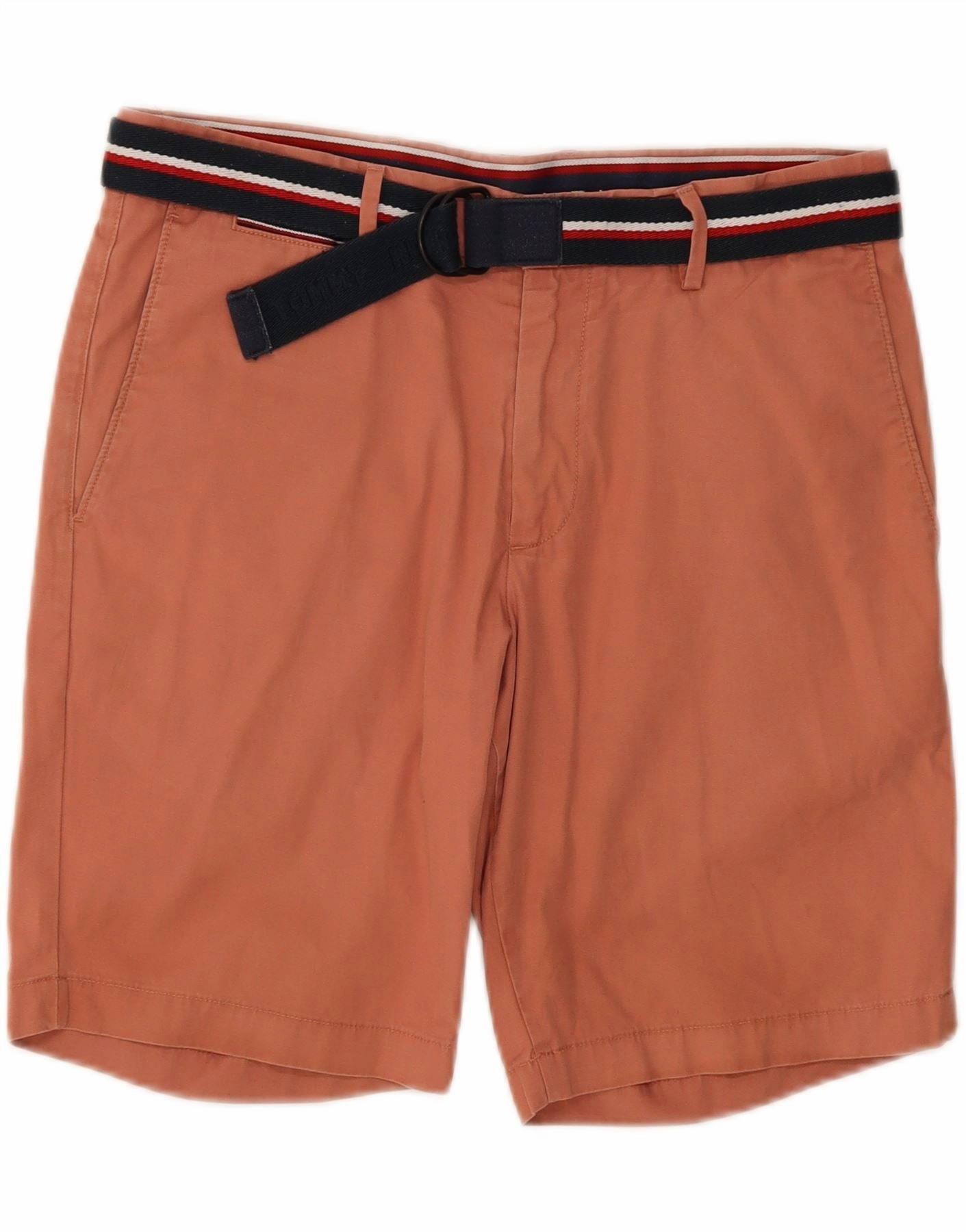 TOMMY HILFIGER Mens Chino Shorts W34 Large  Pink Cotton Classic Vibe Moisture Wicking Finish