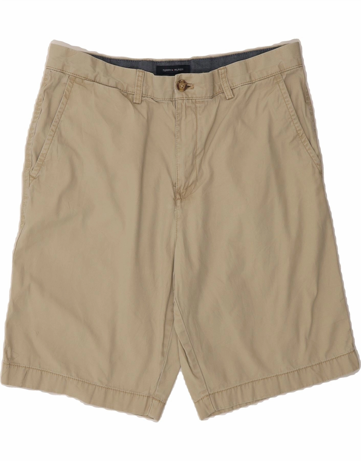Flexible stretch Metallic accents TOMMY HILFIGER Mens Chino Shorts W36 Large Beige Cotton