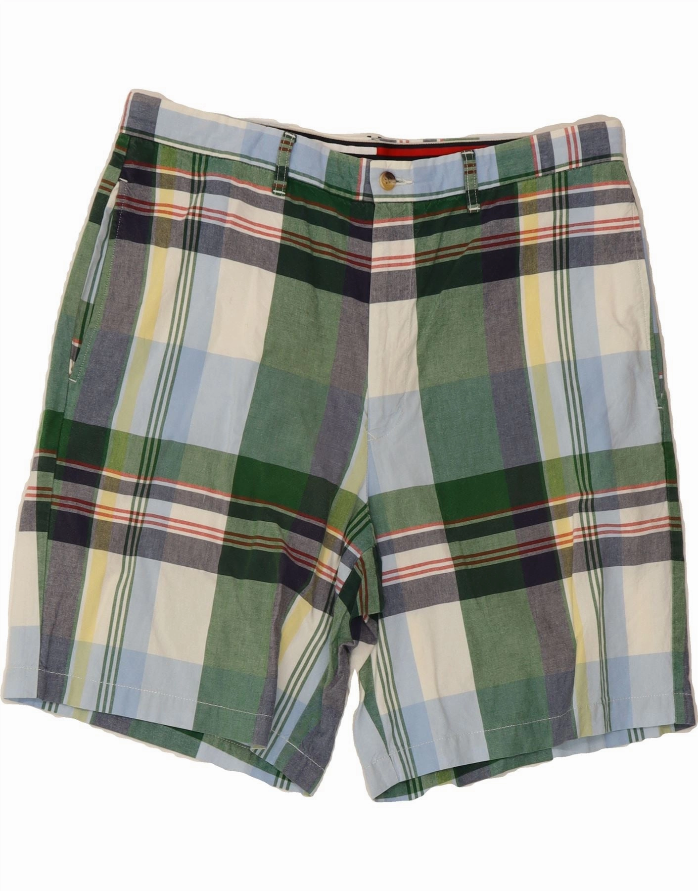 Playful Look TOMMY HILFIGER Mens Chino Shorts W36 Large Multicoloured Check Cotton