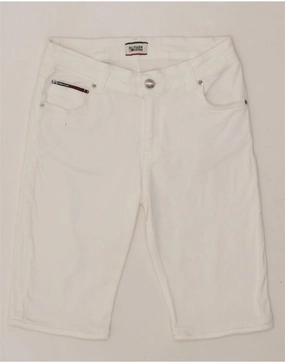 TOMMY HILFIGER Mens Denim Shorts W28 Small White Cotton Perfect Fit