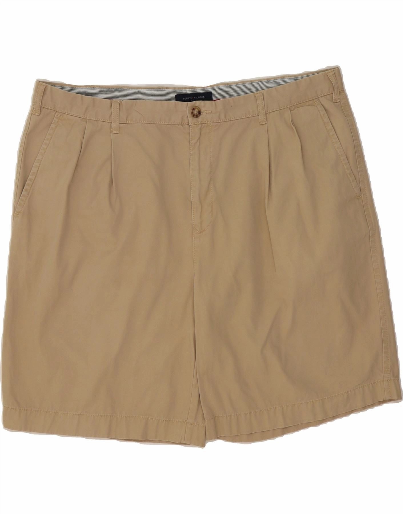Rough texture TOMMY HILFIGER Mens Pegged Chino Shorts W42 2XL Beige Cotton