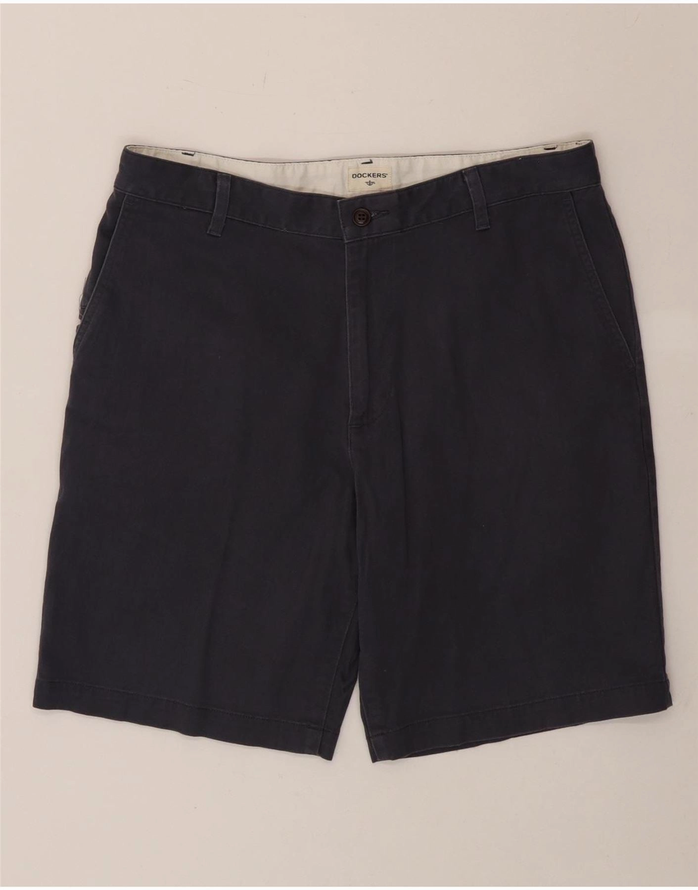 DOCKERS Mens Chino Shorts W34 Large Navy Blue Cotton Street Ready Gusseted Crotch