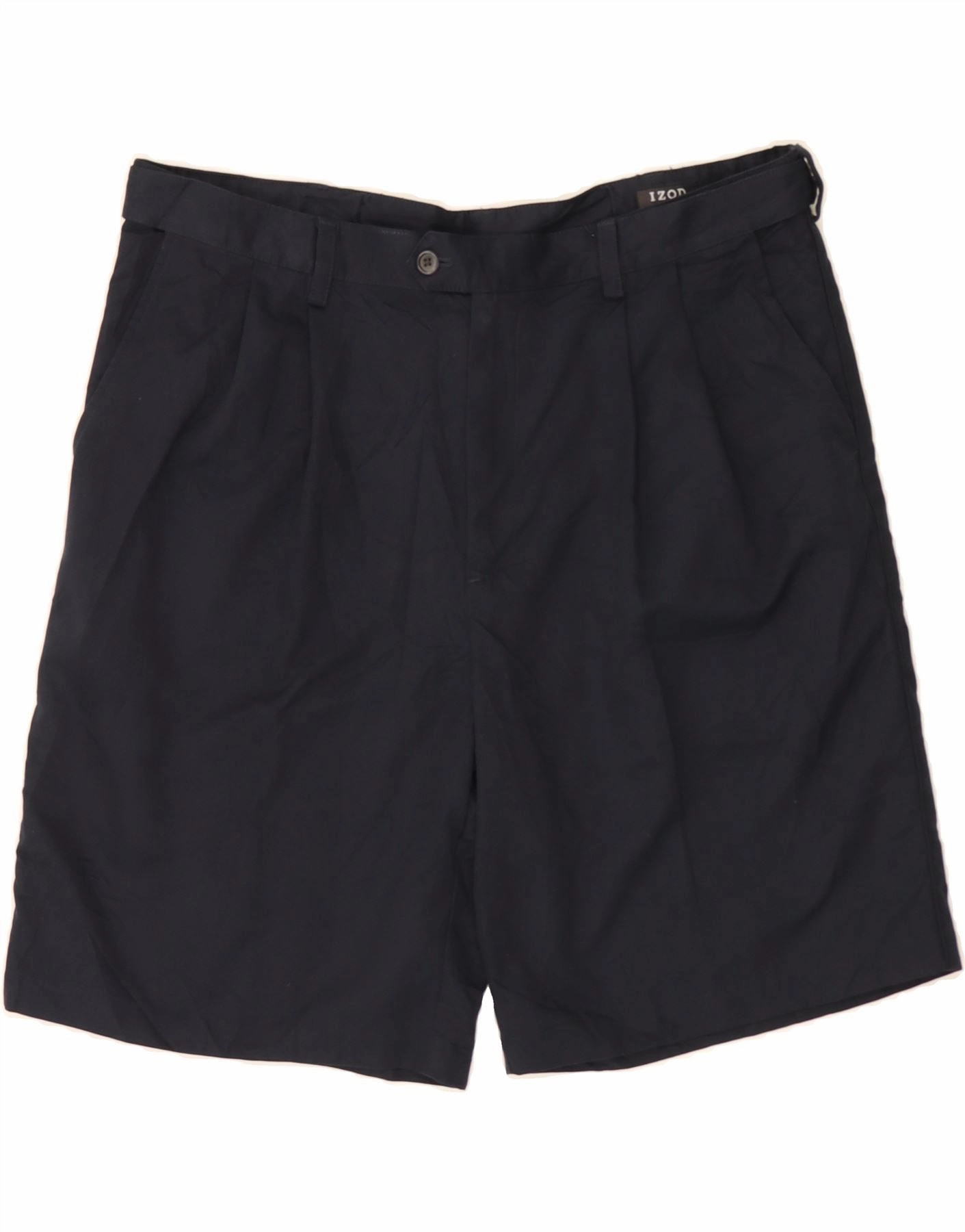 IZOD Mens Chino Shorts W38 XL Navy Blue Polyester semi - formal event