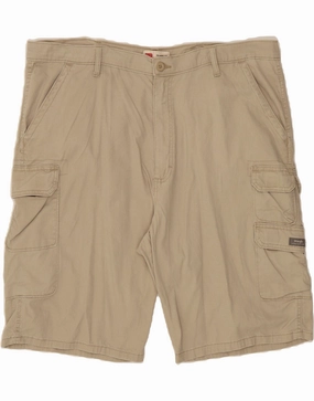 WRANGLER Mens Relaxed Fit Cargo Shorts W42 2XL Beige Cotton Snag Free Fabric No Pinch