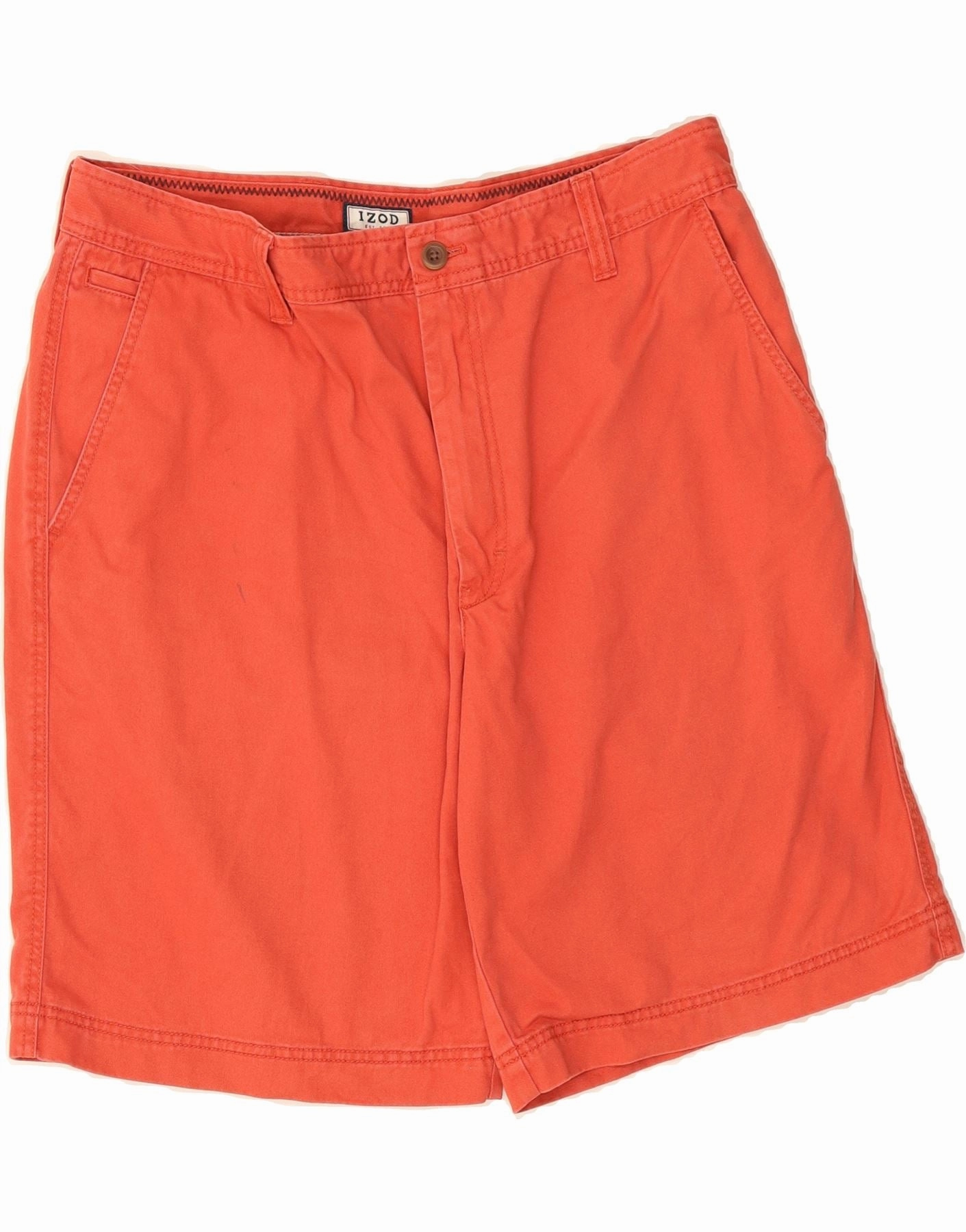 Bacterial Growth Prevention IZOD Mens Chino Shorts W36 Large Orange Cotton