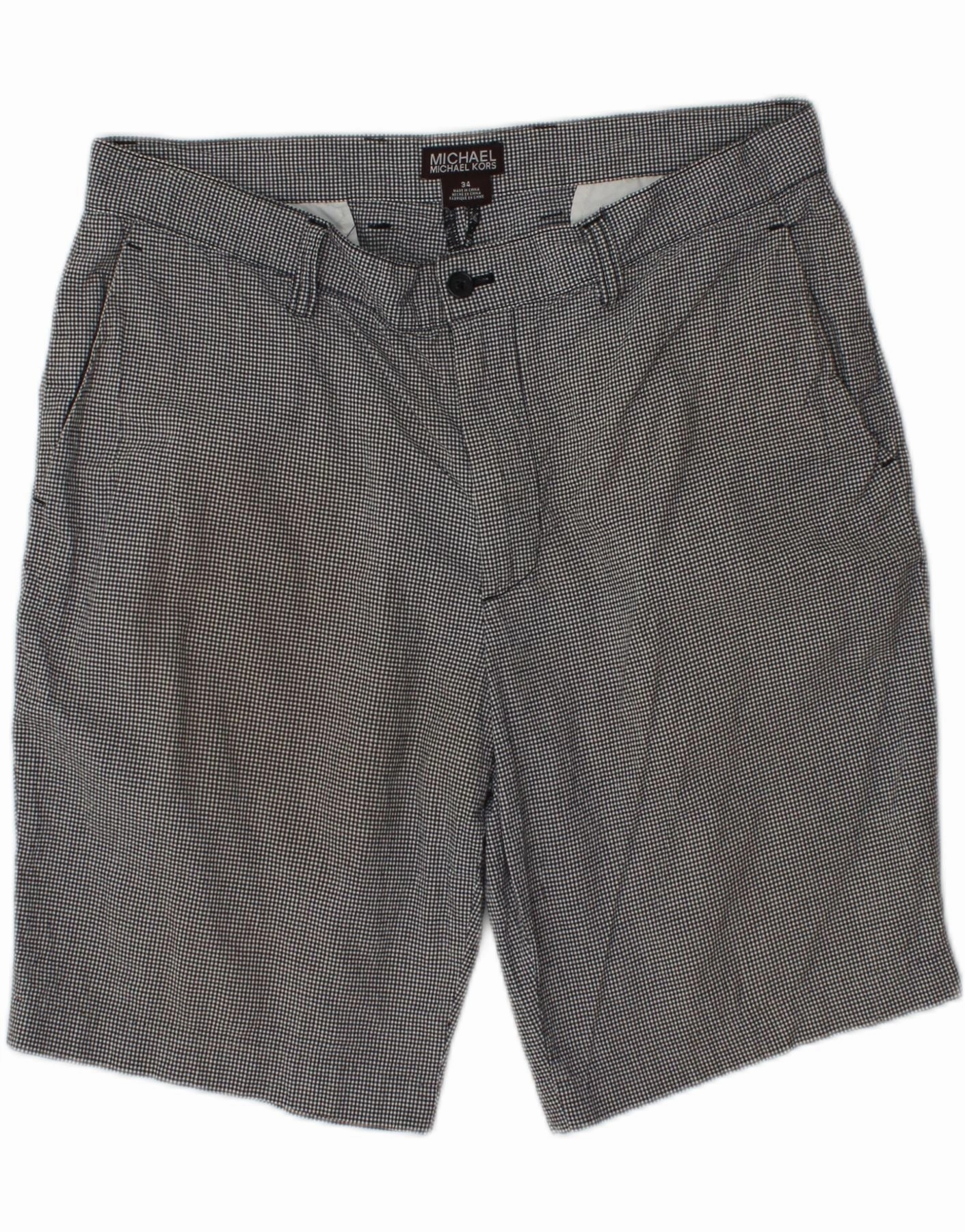 Snag Free Fabric Minimal Bulk MICHAEL KORS Mens Chino Shorts W34 Large  Blue Gingham Cotton