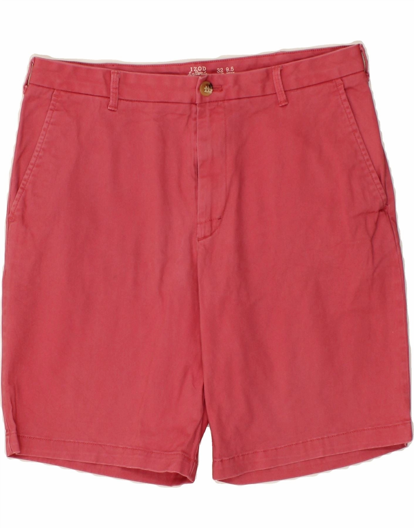 IZOD Mens Chino Shorts W32 Medium Red Cotton Bright Hues