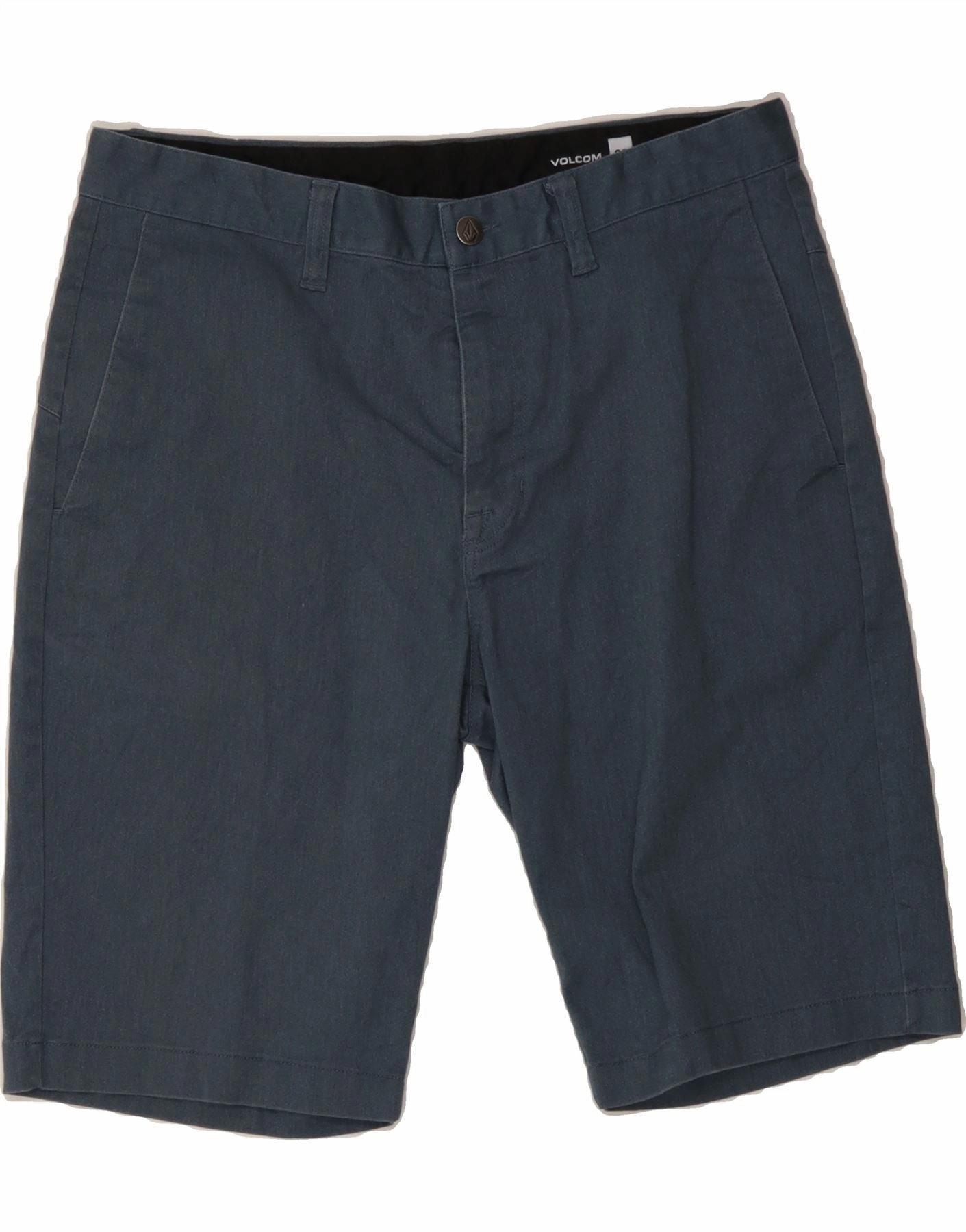 VOLCOM Mens Chino Shorts W32 Medium Navy Blue Cotton Flatlock Seam Technology