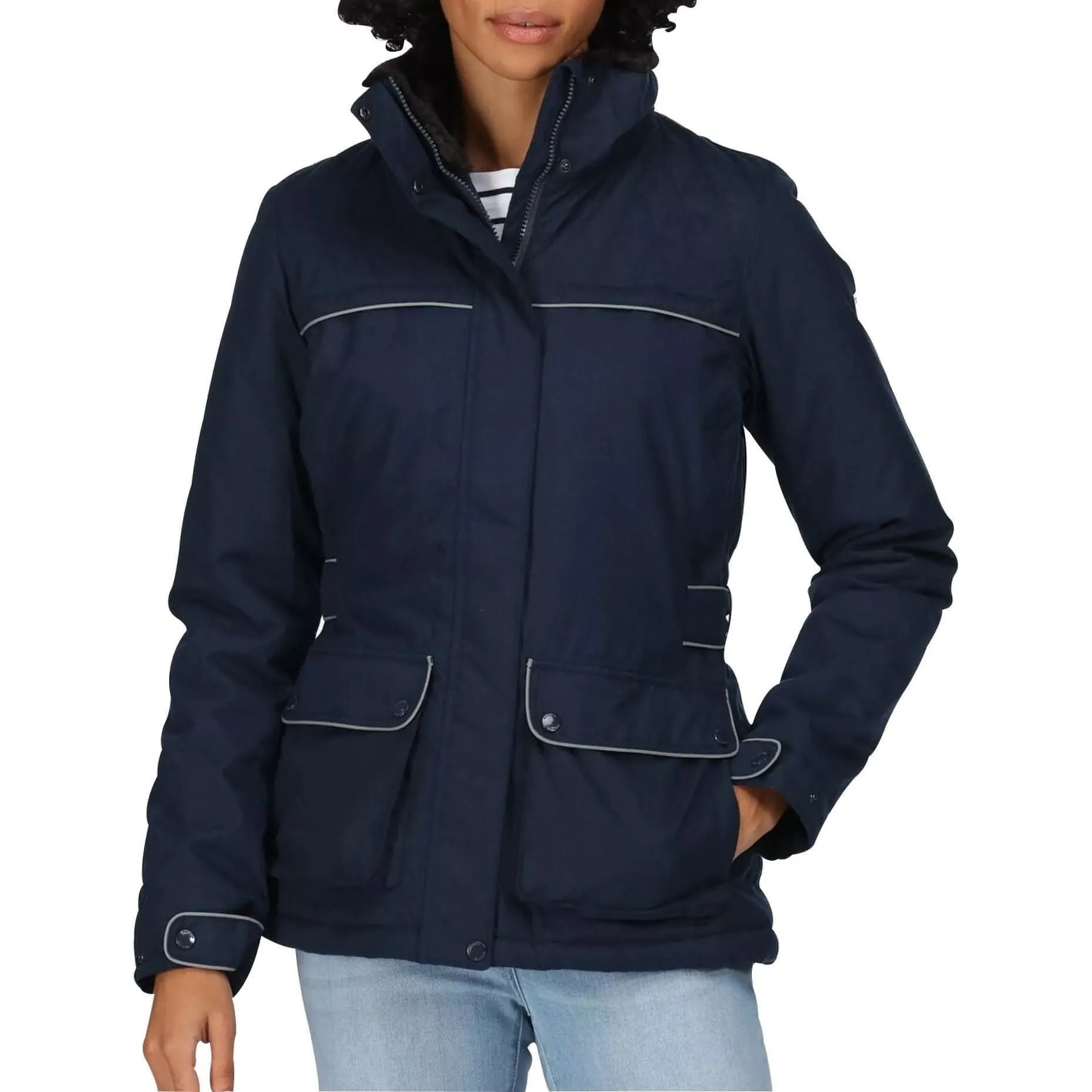 Regatta Linnette Insulated Womens Waterproof Jacket - Navy All-Season Outerwear Outdoor Protection
