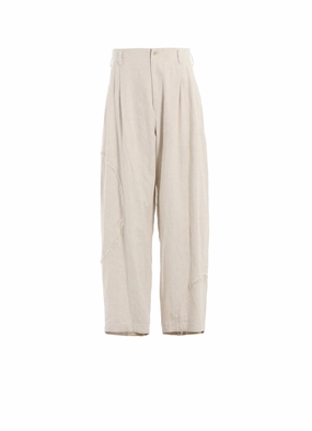 LINEN/COTTON HERRINGBONE ZIGZAG CUT-OUT PANTS Fit For Movement