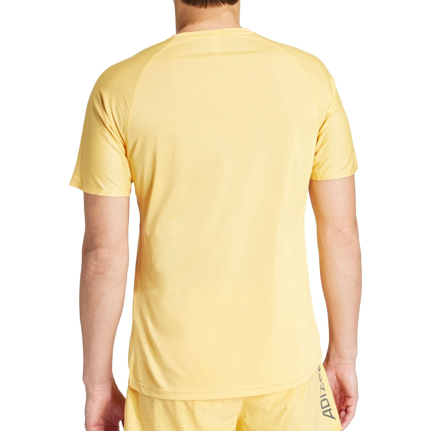 Heather Texture Finish adidas Adizero Short Sleeve Mens Running Top - Yellow