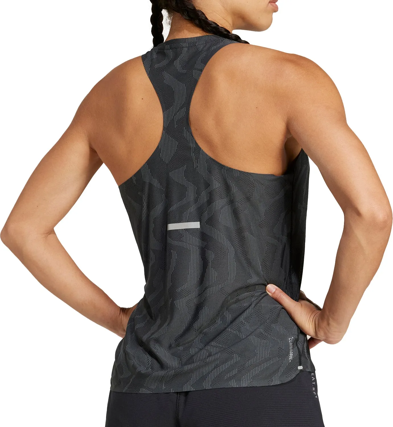 adidas Ultimate Engineered ClimaCool  Womens Running Vest Tank Top - Black thermal Subtle Logo Placement