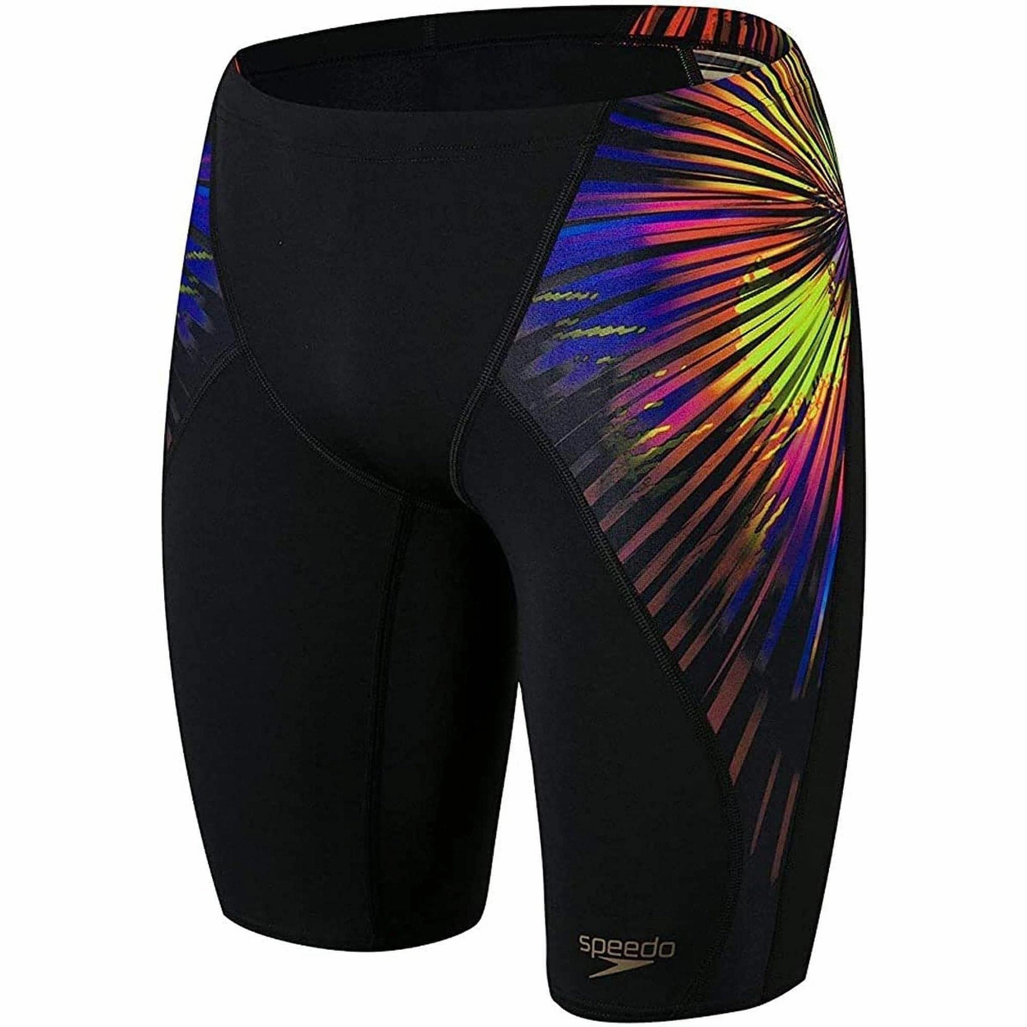 Speedo Placement Digital V-Cut Mens Jammer Swim Shorts - Black Breathable-material