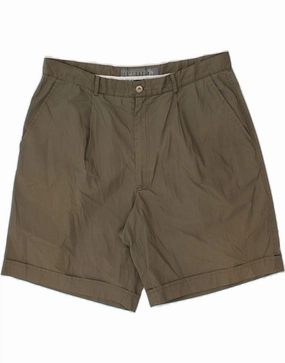 BRUGI Mens High Waist Chino Shorts IT 56 3XL W36 Khaki Polyester Snag Free Design