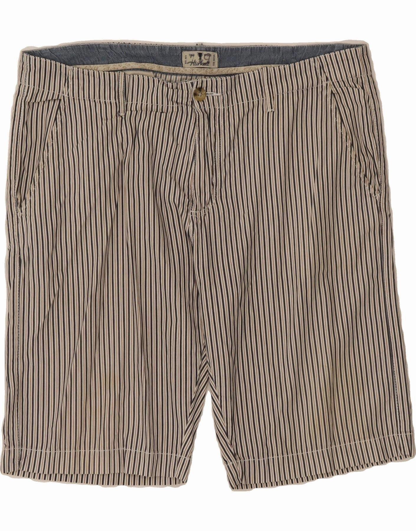 VINTAGE Mens Casual Shorts IT 54 XL W38 White Striped Cotton Ultra Soft Lining