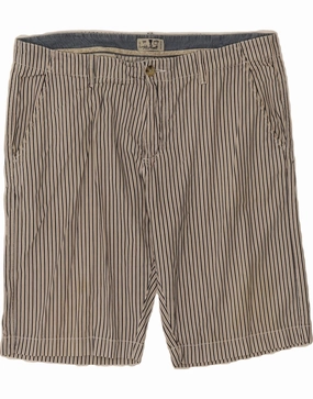 VINTAGE Mens Casual Shorts IT 54 XL W38 White Striped Cotton Ultra Soft Lining
